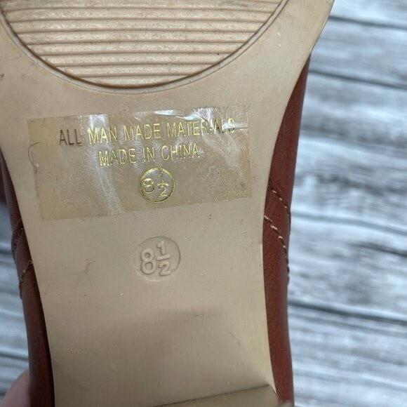 Unbranded Faux Leather Notched Ankle Booties 8.5 Cognac Warm Brown Exposed Ankle - Picture 9 of 10